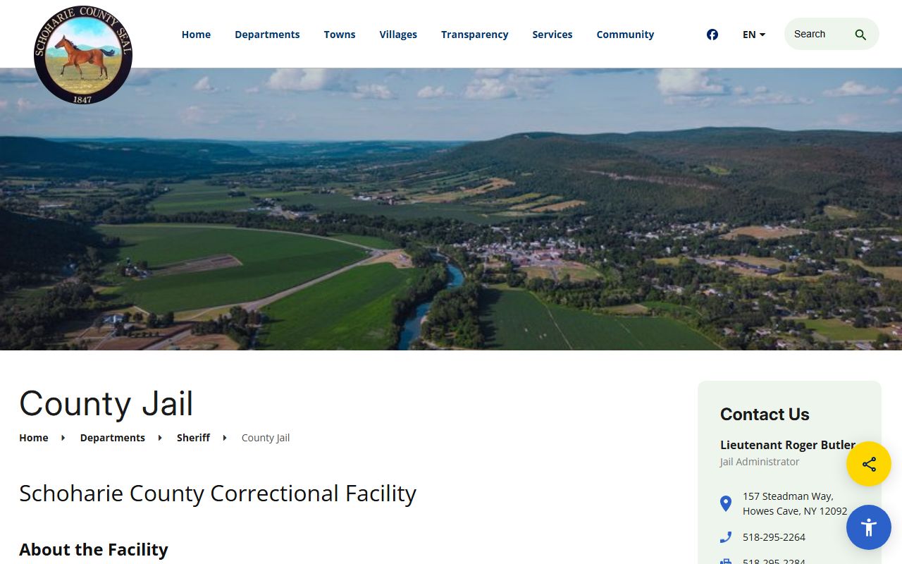 Schoharie County inmate population official jail page