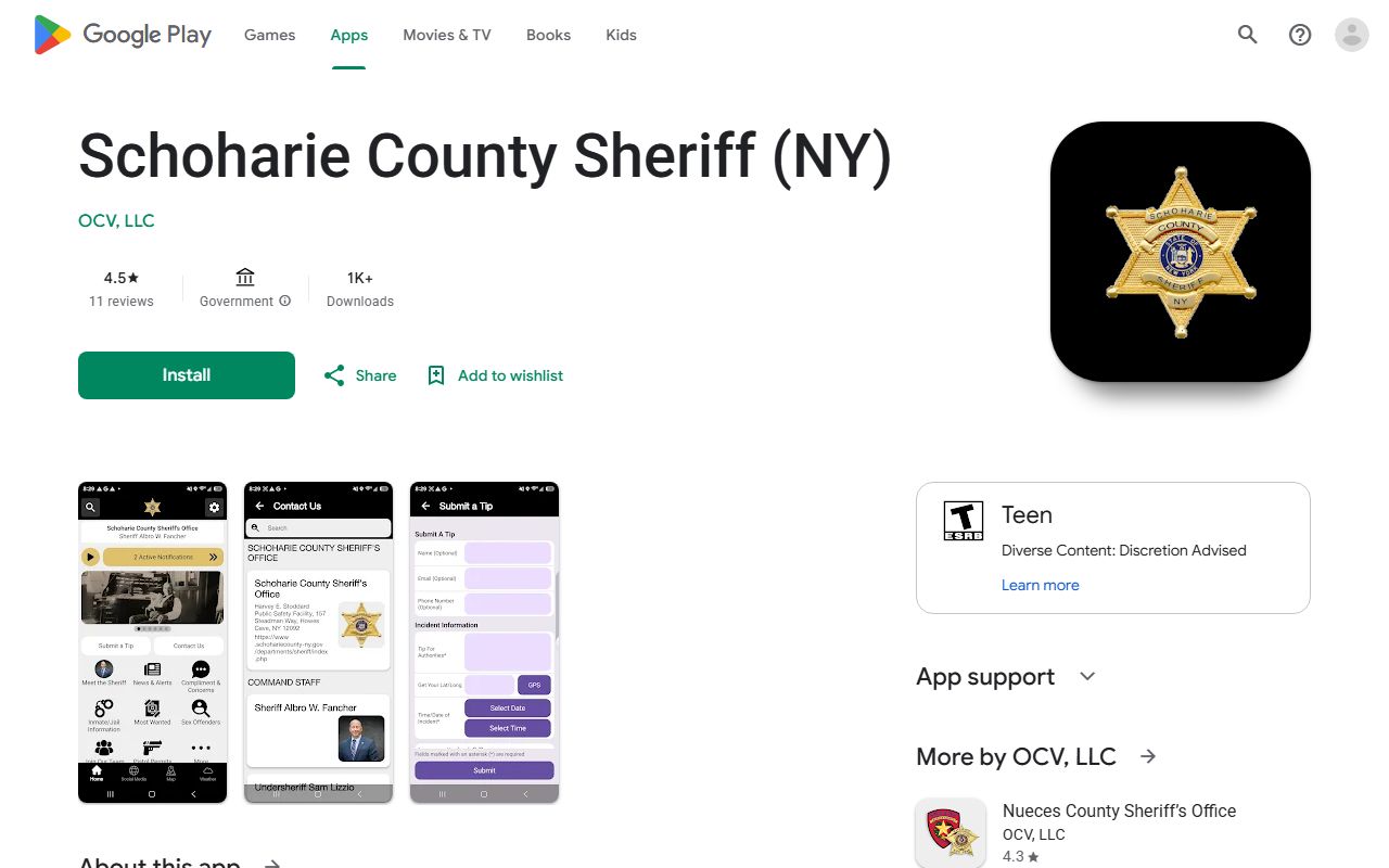 Schoharie County jail mugshots Sheriff app listing